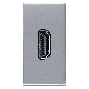 N2155.6 PL - Механизм HDMI разъёма, тип А, с безвинтовым подключением проводов (20п), 1-модульный, серия Zenit, цвет серебристый - 2CLA215560N1301