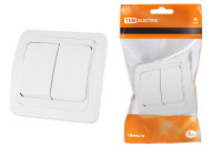 Выключатель 2-кл. 10А белый "Валдай" TDM Electric, SQ1804-0002 Выключатель 2-кл. 10А белый "Валдай" TDM Electric, SQ1804-0002