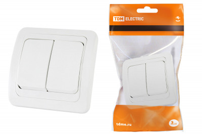 Выключатель 2-кл. 10А белый "Валдай" TDM Electric, SQ1804-0002