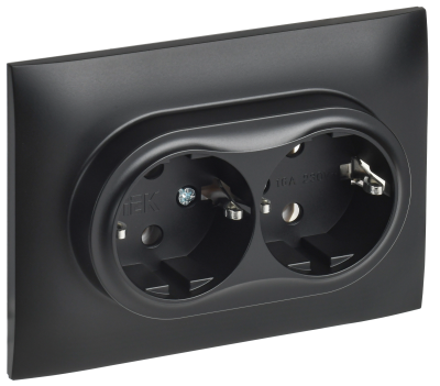 SKANDY Роз. 2-я с з/к без з/ш 16А сб. SK-R08Bl черн. IEK, SK-R21-16-K02-F