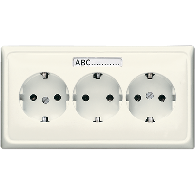 Розетка тройная с заземлением для кабельканалов; слоновая кость, CD523NA