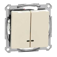 2 КЛАВИШНЫЙ ВЫКЛЮЧАТЕЛЬ, С ПОДСВ, БЕЗ РАМКИ, M-TREND, БЕЖ