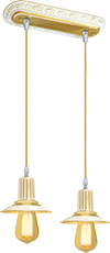 FD1074SOP Fede MILANO Светильник потолочный подвесной c двумя лампами без ретро-ламп MILANO, Gold White Patina