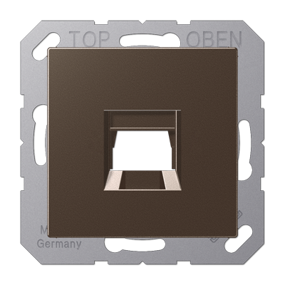 Kрышка для 1-го разъема; без видимого винта; подпружиненная шторка; термопласт; мокка, A1569-15WEMO