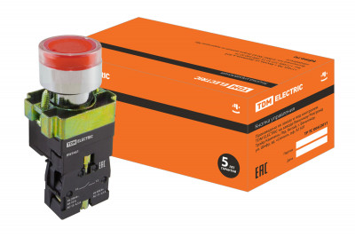 Кнопка BW3461 с подсветкой красный 1з TDM Electric, SQ0704-0055