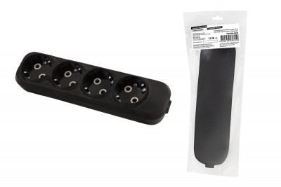 Колодка розеточная 4 гнезда 2П+3 16А 250В черная серии "Народная", SQ1806-0429