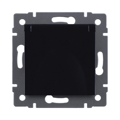 Розетка штепсельная SCHUKO 16A/250 В с крышкой, черный Kollinger REA-006BK для Aspekt, Eleganz, Reflex