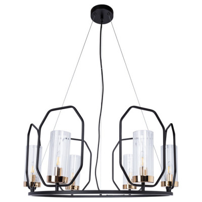 Arte Lamp CELAENO, Подвес, цвет арматуры - черный, цвет плафона/декора - ПРОЗРАЧНЫЙ, 6х60W E14, A7004SP-6BK