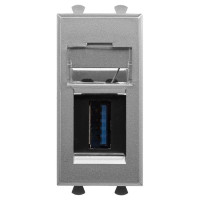 4404301 - ДКС USB 3.0 розетка модульная, тип А-А, "Avanti", "Закаленная сталь", 1модуль