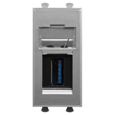 4404301 - ДКС USB 3.0 розетка модульная, тип А-А, "Avanti", "Закаленная сталь", 1модуль