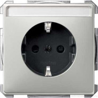 SD Розетка cо шторк. и полем для надписи 2К+З 16А 250В~, стальн.