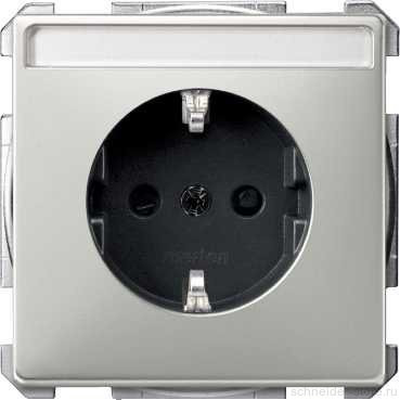 SD Розетка cо шторк. и полем для надписи 2К+З 16А 250В~, стальн.