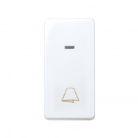 Simon S27 Кнопка с симв. "звонок" с подсветкой узкая 10А 250В~, бел., 27160-64