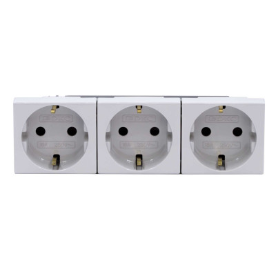 ДКС Тройная розетка Viva серая, 45023