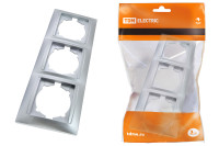 Рамка 3-х постовая горизонтальная серебр. металлик "Лама" TDM Electric, SQ1815-0231