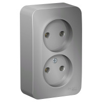 BLANCA О/У РОЗЕТКА двойная без заземл. без штор. ИЗОЛ.ПЛ.,16А,250В,АЛЮМИНИЙ BLANCA О/У РОЗЕТКА двойная без заземл. без штор. ИЗОЛ.ПЛ.,16А,250В,АЛЮМИНИЙ