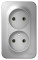 BLANCA О/У РОЗЕТКА двойная без заземл. без штор. ИЗОЛ.ПЛ.,16А,250В,АЛЮМИНИЙ