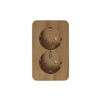 BLANCA О/У РОЗЕТКА двойная с заземл. со шторк. ИЗОЛ.ПЛ.,16А,250В, ЯСЕНЬ