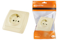 Розетка 2П+З 16А 250В сл. кость "Онега" TDM Electric, SQ1805-0045