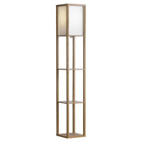 LUSSOLE WOODRUFF Торшер, цвет основания - коричневый, плафон - ткань (цвет - бежевый), 1x150W E27, LSP-0332