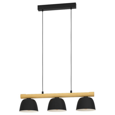 43739 Подвес SHERBURN, 3x40W(E27), сталь, дерево, черн, коричневый