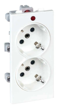 Simon SConnect Розетка двойная 2К+З, 16А 250В, CIMA-модуль 52x108 мм, белый, S1-9