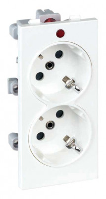 Simon SConnect Розетка двойная 2К+З, 16А 250В, CIMA-модуль 52x108 мм, белый, S1-9