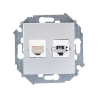 Simon Simon15 Розетка телефон+компьют. RJ11+RJ45 кат.5е, алюминий, 1591590-033