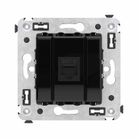 DKC Компьютерная розетка RJ-45 без шторки в стену, кат.6 одинарная, "Avanti", "Черный квадрат"