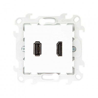 Simon Коннектор HDMI+USB 2.0, бел, 2411095-030