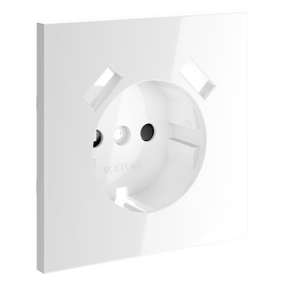 Накладка для розетки с заземлением и защитными шторками, с USB A+A, S70 (белый глянцевый), VLS000901