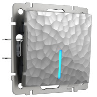 Werkel W1210106/ Выключатель одноклавишный с подсветкой (hammer серебряный), a052082