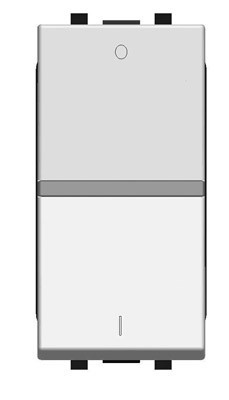 N2101.2 PL - Механизм 1-клавишного 2-полюсного выключателя с клавишей, 1-модульный, серия Zenit, цвет серебристый - 2CLA210120N1301
