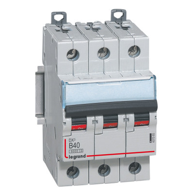 Legrand Автоматический выключатель DX? 6000 - 10 кА - тип характеристики B - 3П - 400 В~ - 40 А - 3 модуля, 407565