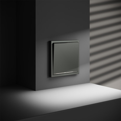 Проходной переключатель встраиваемый VOLTUM S70 одноклавишный с подсветкой 10А, (титан), VLS010406