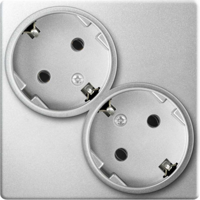 Simon Розетка двойная с заземлением Schuko 2х2Р+Е 16A 250В~ цвета алюминий S24 Harmonie, 2450459-033