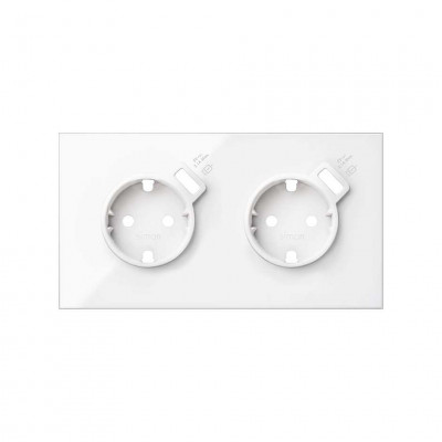 Simon 10020211-130 Кит 2 поста, фронт. Накладка на 2 розетки Schuko с з/у USB SC цвета белый глянец S100