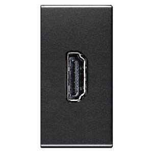 N2155.6 AN - Механизм HDMI разъёма, тип А, с безвинтовым подключением проводов (20п), 1-модульный, серия Zenit, цвет антрацит - 2CLA215560N1801
