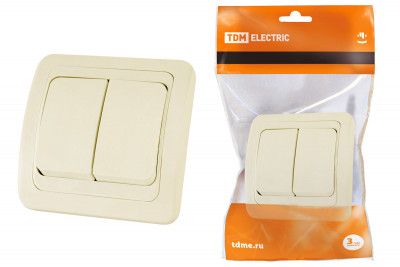 Выключатель 2-кл. 10А сл. кость "Валдай" TDM Electric, SQ1804-0102