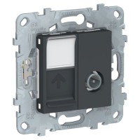 Unica New Розетка TV одиночная + комп. RJ45 кат.6 UTP, 1 модуль,  антрацит