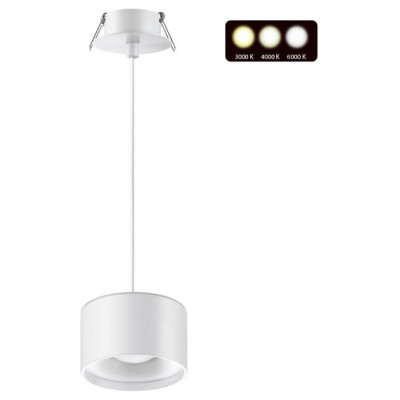 Novotech 358964 SPOT NT22 242 белый Светильник встраиваемый с переключ. цв. температуры, провод 2м IP20 LED 3000К\4000К\6000К 12W вниз + 3W вверх 110-265V GIRO