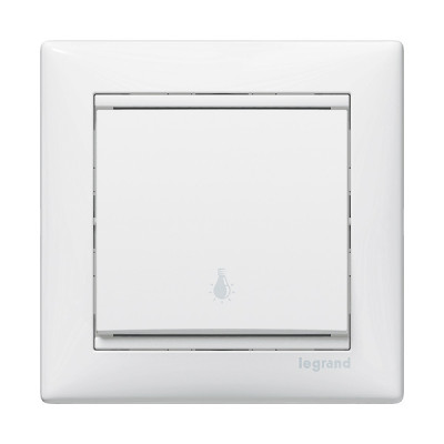 Legrand Выключатель кнопочный одноклавишный с символом лампы - Legrand Valena - 10А 250В схема 1P безвинтовые зажимы - слоновая кость, 774312