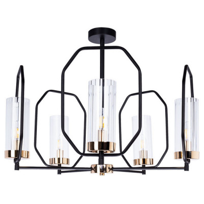 Arte Lamp CELAENO, Люстра, цвет арматуры - черный, цвет плафона/декора - ПРОЗРАЧНЫЙ, 5х60W E14, A7004PL-5BK