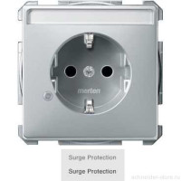 SD Розетка с защитой от перенапряж.,со шторк. и полем для надписи 2К+З 16А 250В~, винт. зажимы, алюм