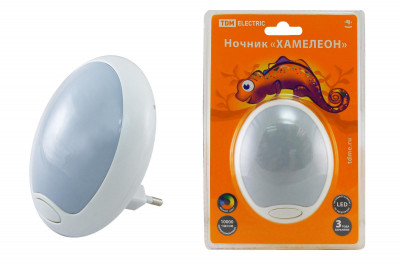 Ночник "Хамелеон"  D 85  с выключателем,белый, 0,5 Вт, 220 В TDM Electric, SQ0357-0006