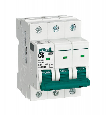 DEKraft Автоматический выключатель 3P 6А х-ка C 6кА ВА-103M
