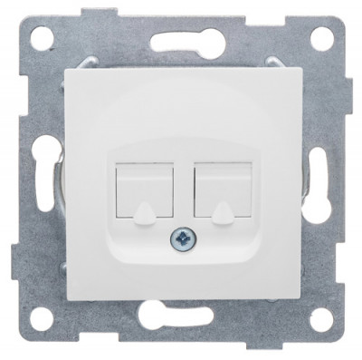 GUSI Ugra МЕХАНИЗМ розетки компьютерной и телефонной (RJ45, RJ12), скрытая установка. Цвет белый., С11КТ-001