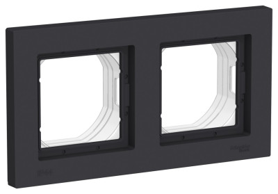 ATN441002 - ATLASDESIGN AQUA 2-постовая РАМКА, IP44, КАРБОН, Systeme Electric