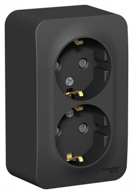BLNRA011216 - BLANCA О/У РОЗЕТКА двойная с заземлением со шторками, ИЗОЛ.ПЛ., 16А, 250В, АНТРАЦИТ, Systeme Electric