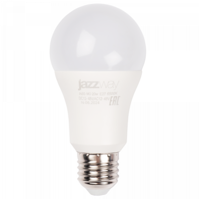 Jazzway Спец. PLED-A60 МО 20w 6500K E27 DC12-48V/AC12-48V, 5050655